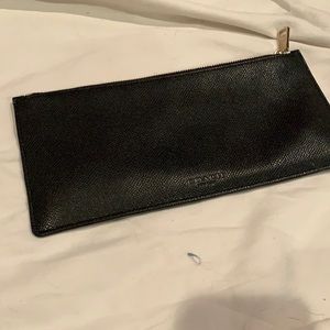 Coach flat passport/tickets wallet/pouch. Black leather.